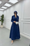 Sare Fashion Stone Embroidered Dress Navy Blue