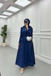 Sare Fashion Stone Embroidered Dress Navy Blue
