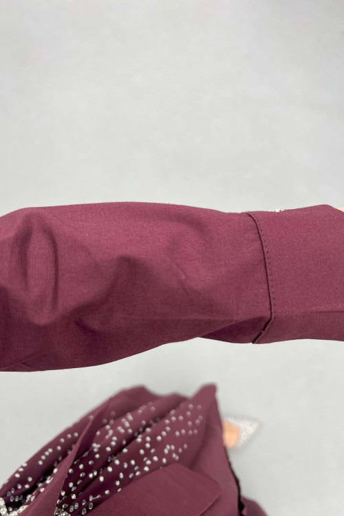 Sare Fashion Stone Embroidered Dress Plum