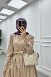 Sare Fashion Stone Embroidered Dress Mink