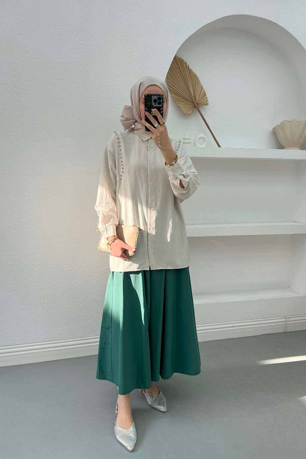 Stone Striped Shirt Beige