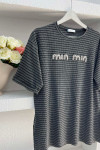 Sare Fashion Stone Striped Min T-shirt Gray