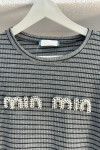 Sare Fashion Stone Striped Min T-shirt Gray