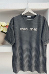 Sare Fashion Stone Striped Min T-shirt Gray