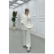 Sare Fashion Stoned Zippered Raised Sweater White