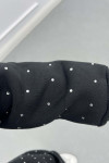 Sare Fashion Stoned Zippered Raised Sweater Black