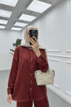 Sare Fashion Stone Shirt Set Claret Red