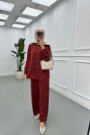 Sare Fashion Stone Shirt Set Claret Red