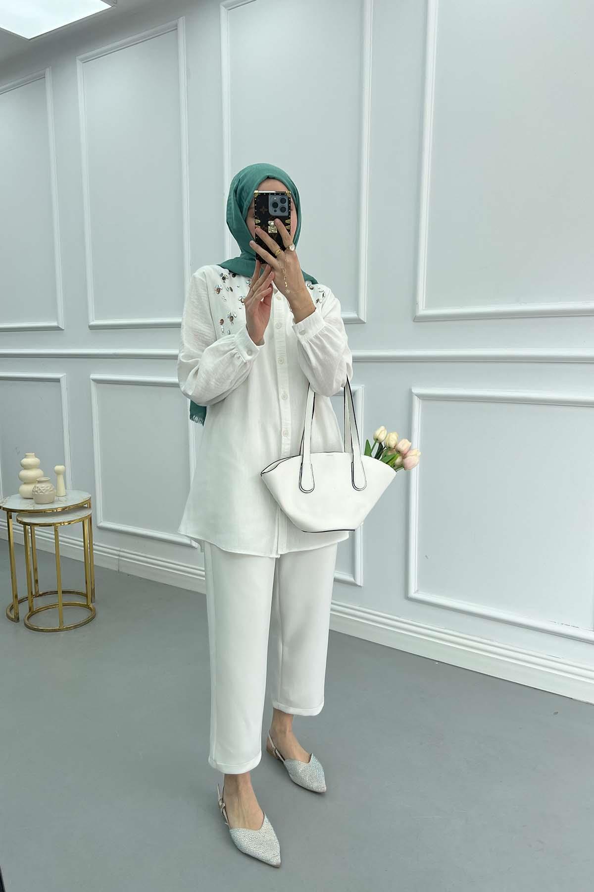 Stoned Linen Shirt White