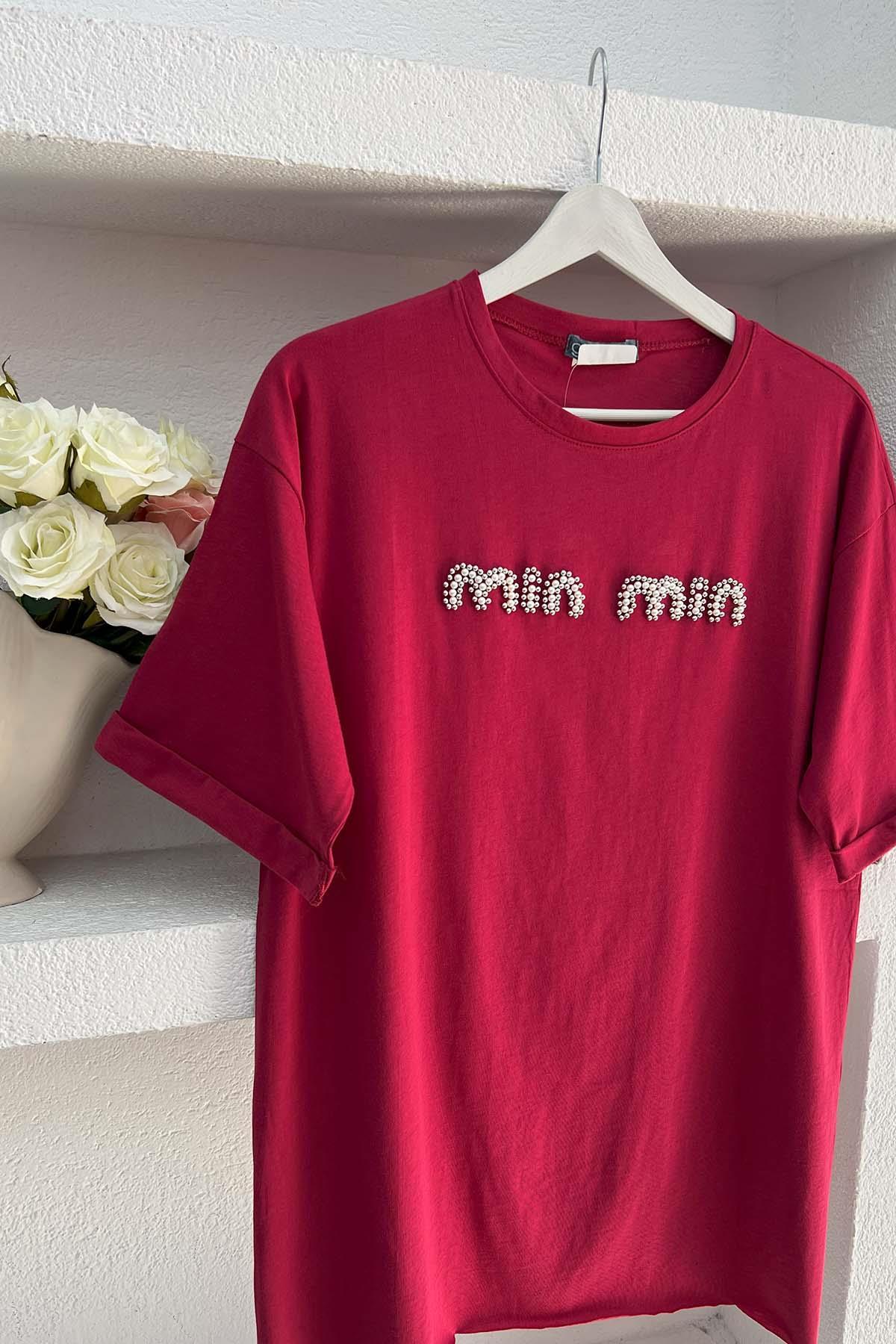 Sare Fashion Stoned Min T-shirt Claret Red