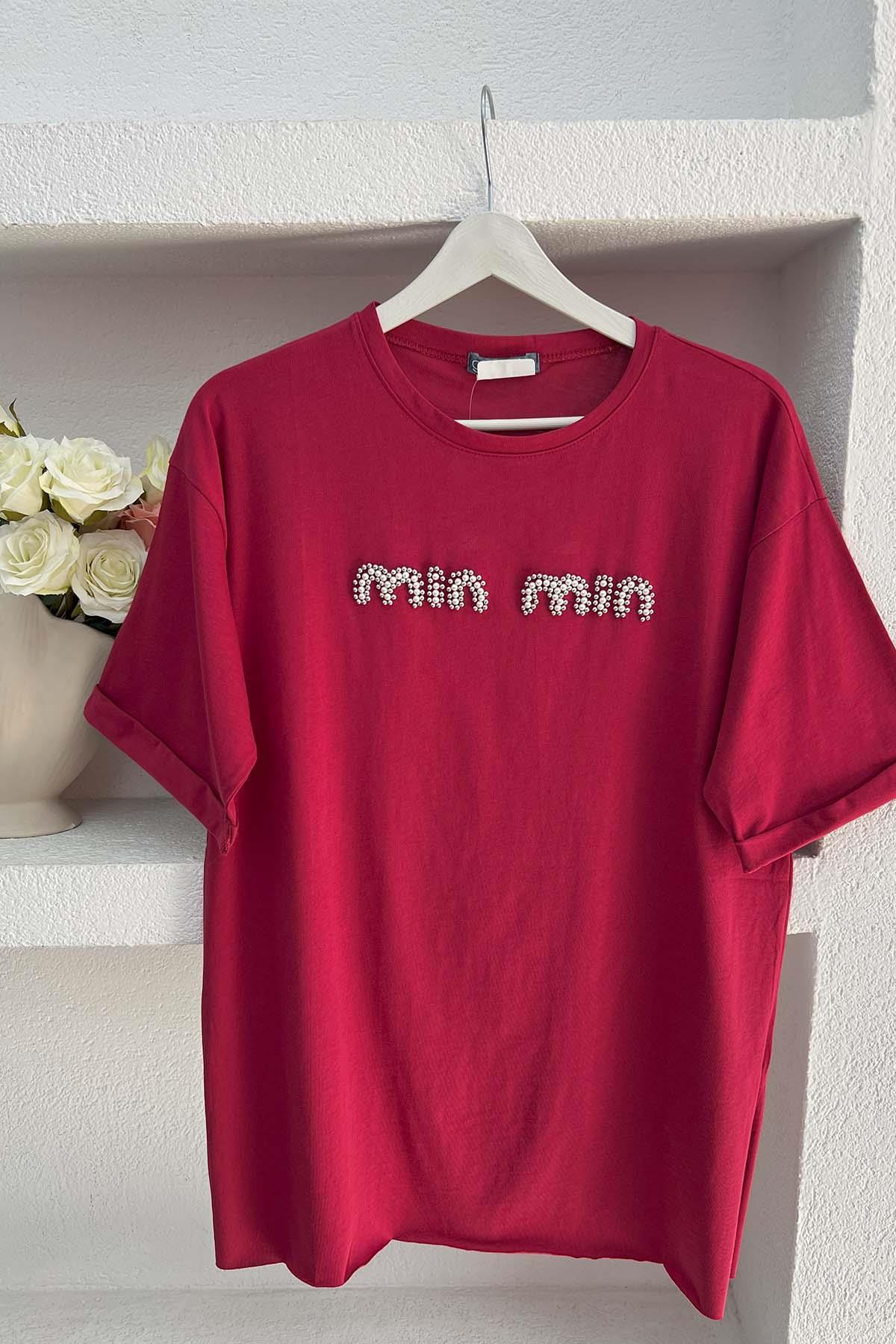 Sare Fashion Stoned Min T-shirt Claret Red