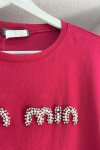 Sare Fashion Stoned Min T-shirt Claret Red