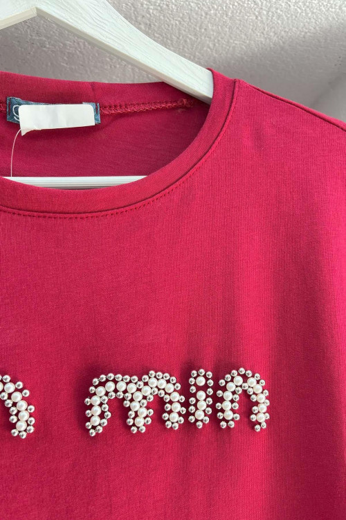Sare Fashion Stoned Min T-shirt Claret Red