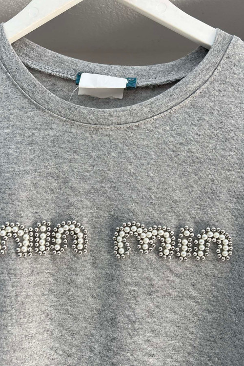 Sare Fashion Stoned Min T-shirt Gray