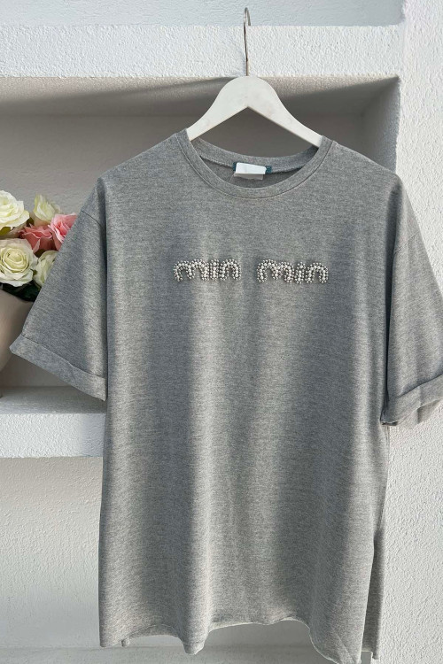 Sare Fashion Stoned Min T-shirt Gray