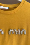 Sare Fashion Stone Mın Tshirt Mustard