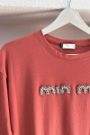 Sare Fashion Stone Mın Tshirt Salmon