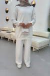 Sare Fashion Stoned Oysh Sweat Suit White