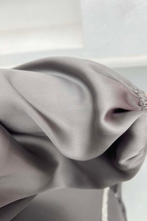 Stone Satin Dress Gray