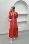 Stone Satin Dress Coral
