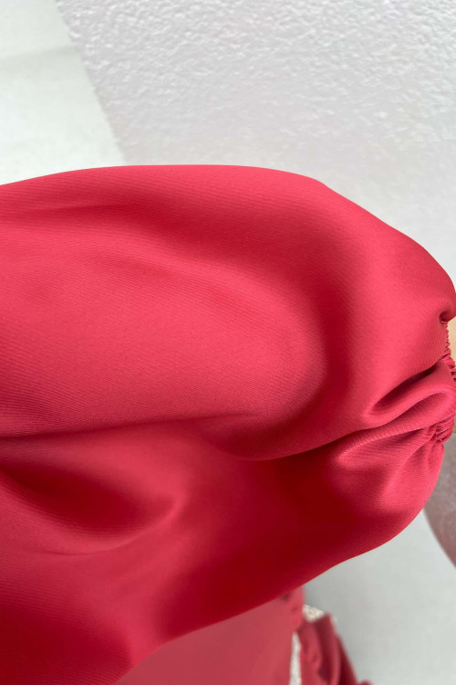 Stone Satin Dress Coral