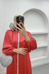 Stone Satin Dress Coral
