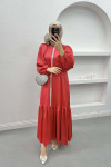 Stone Satin Dress Coral