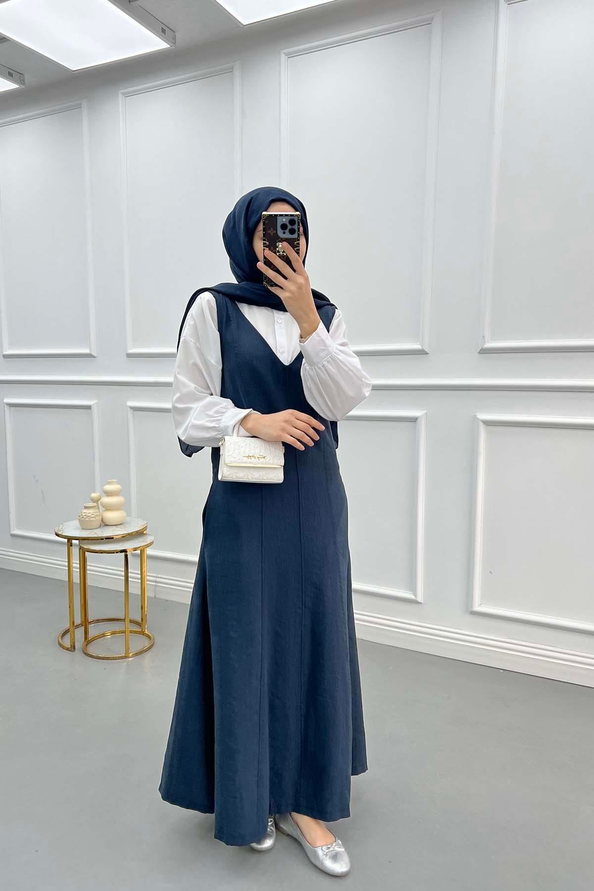 Tencel Gilet Dark Navy Blue
