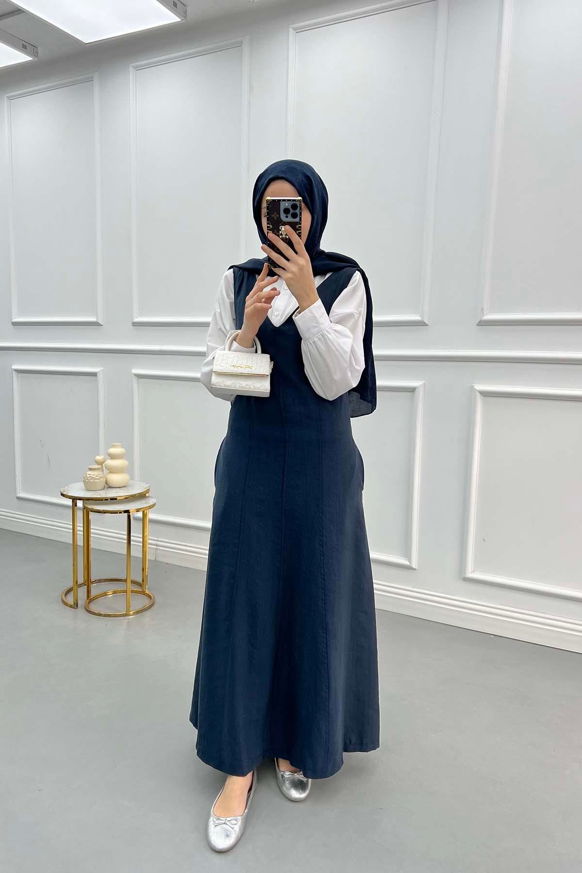 Tencel Gilet Dark Navy Blue