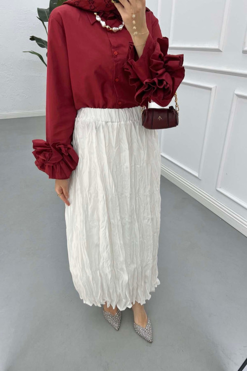 Sare Fashion Tencel Crinkle Skirt White