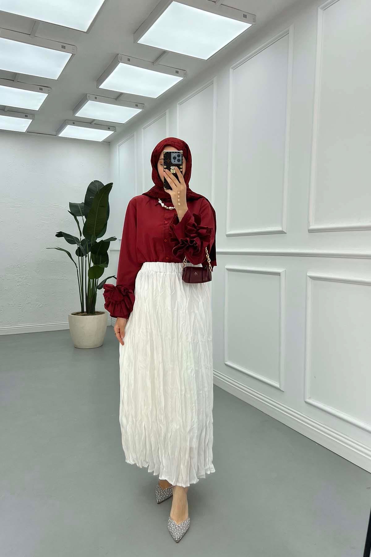 Sare Fashion Tencel Crinkle Skirt White