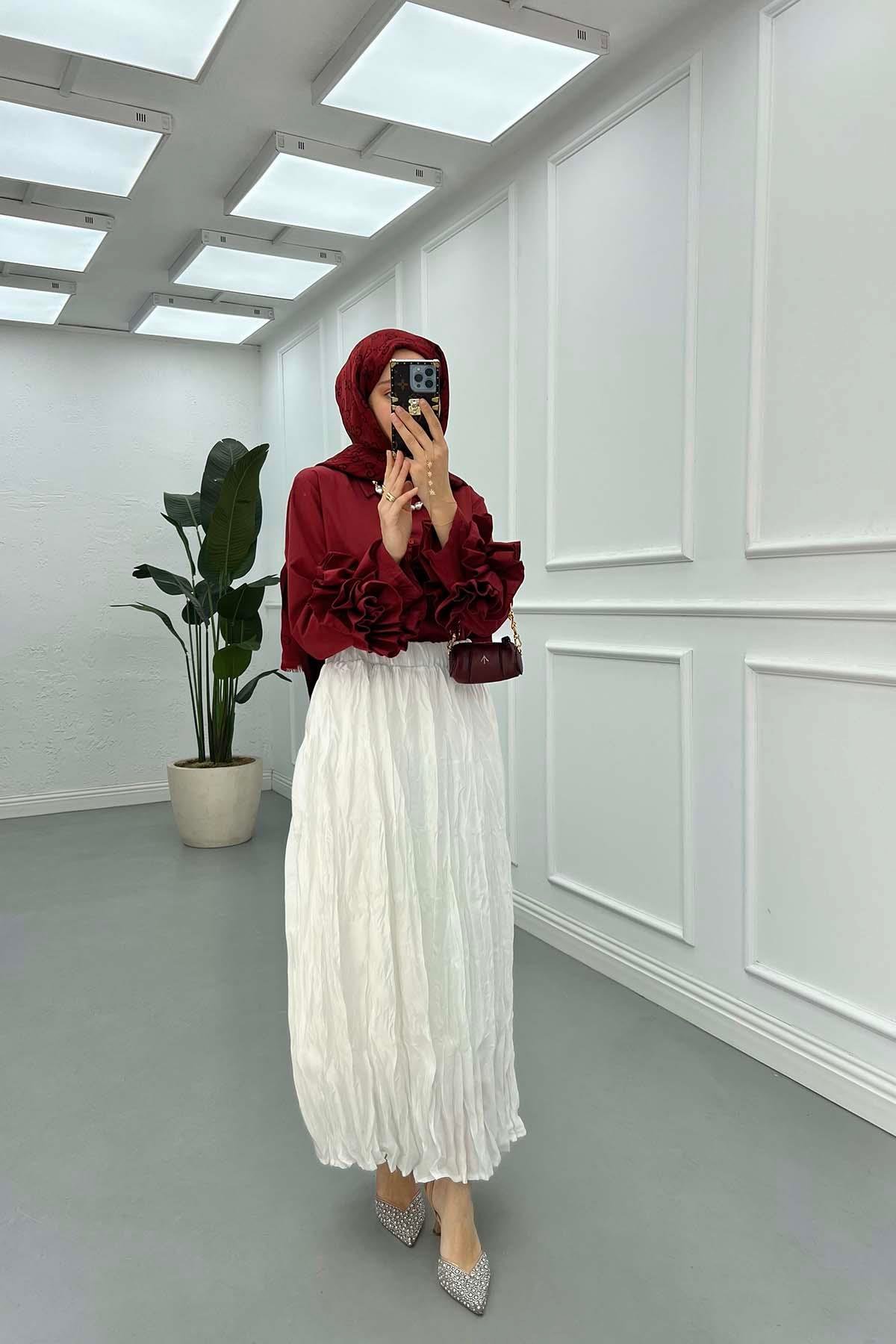 Sare Fashion Tencel Crinkle Skirt White