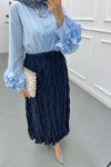 Sare Fashion Tencel Crinkle Skirt Navy Blue