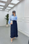 Sare Fashion Tencel Crinkle Skirt Navy Blue