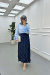 Sare Fashion Tencel Crinkle Skirt Navy Blue