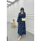 Sare Fashion Texture Pattern Denim Dress Navy Blue