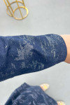 Sare Fashion Texture Pattern Denim Dress Navy Blue
