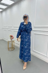 Sare Fashion Texture Pattern Denim Dress Blue