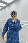 Sare Fashion Texture Pattern Denim Dress Blue