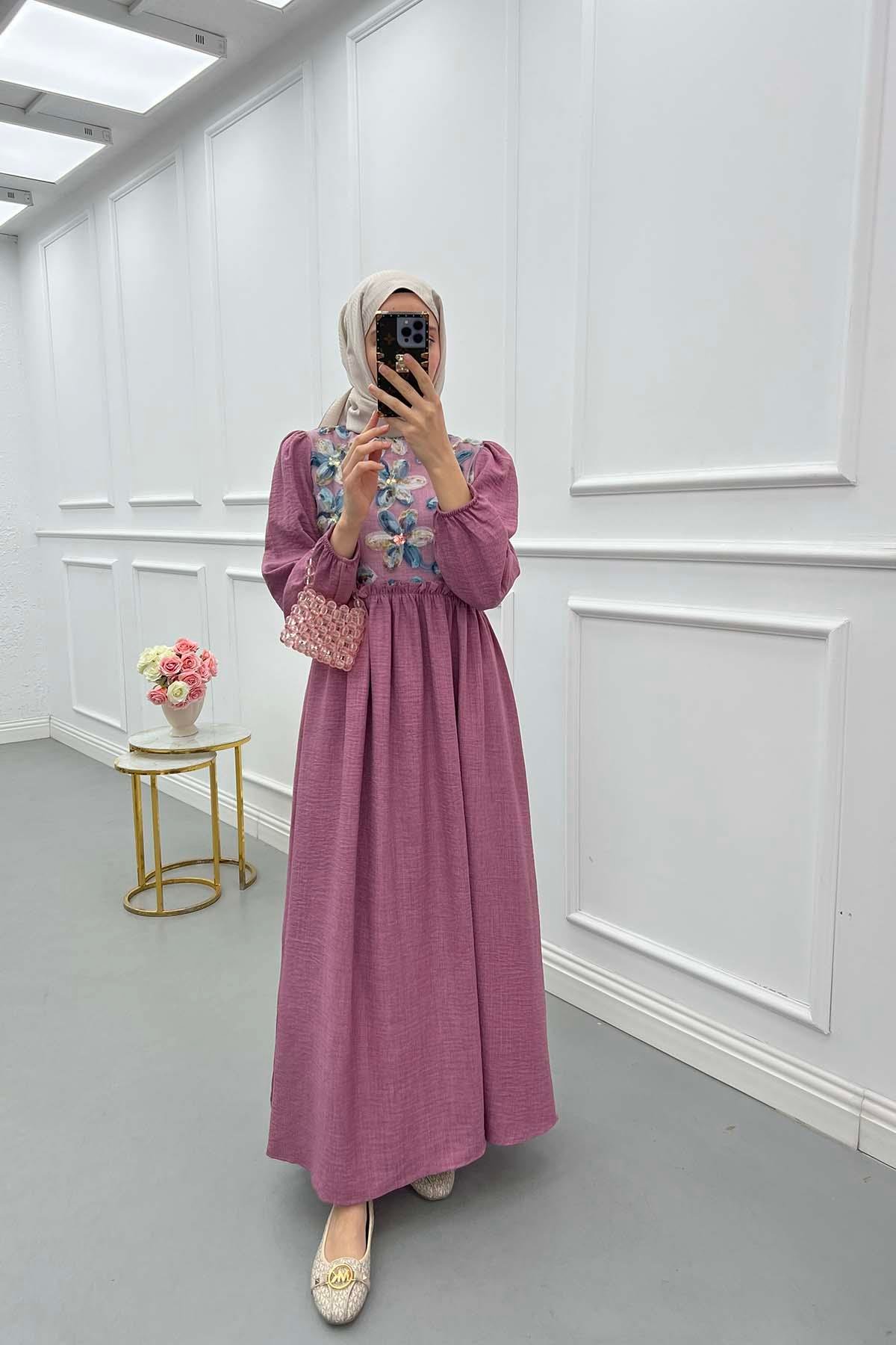 Sare Fashion Tulle Floral Dress Dusty Rose