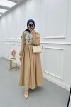 Sare Fashion Tulle Floral Dress Milk Coffee