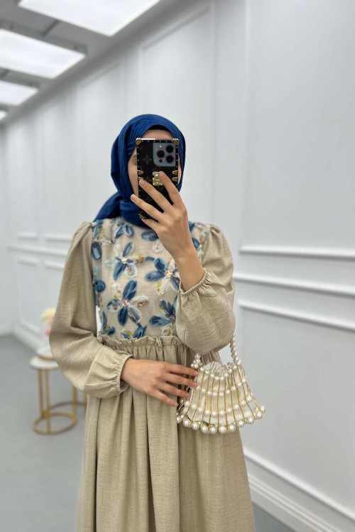 Sare Fashion Tulle Flower Dress Stone