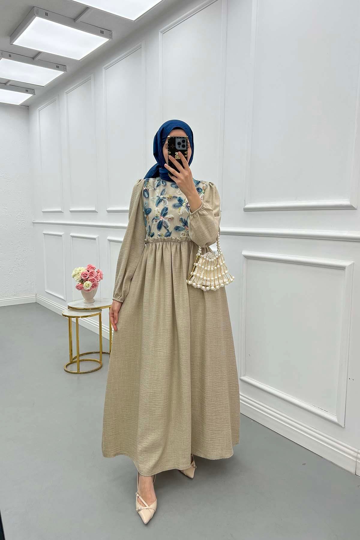 Sare Fashion Tulle Flower Dress Stone
