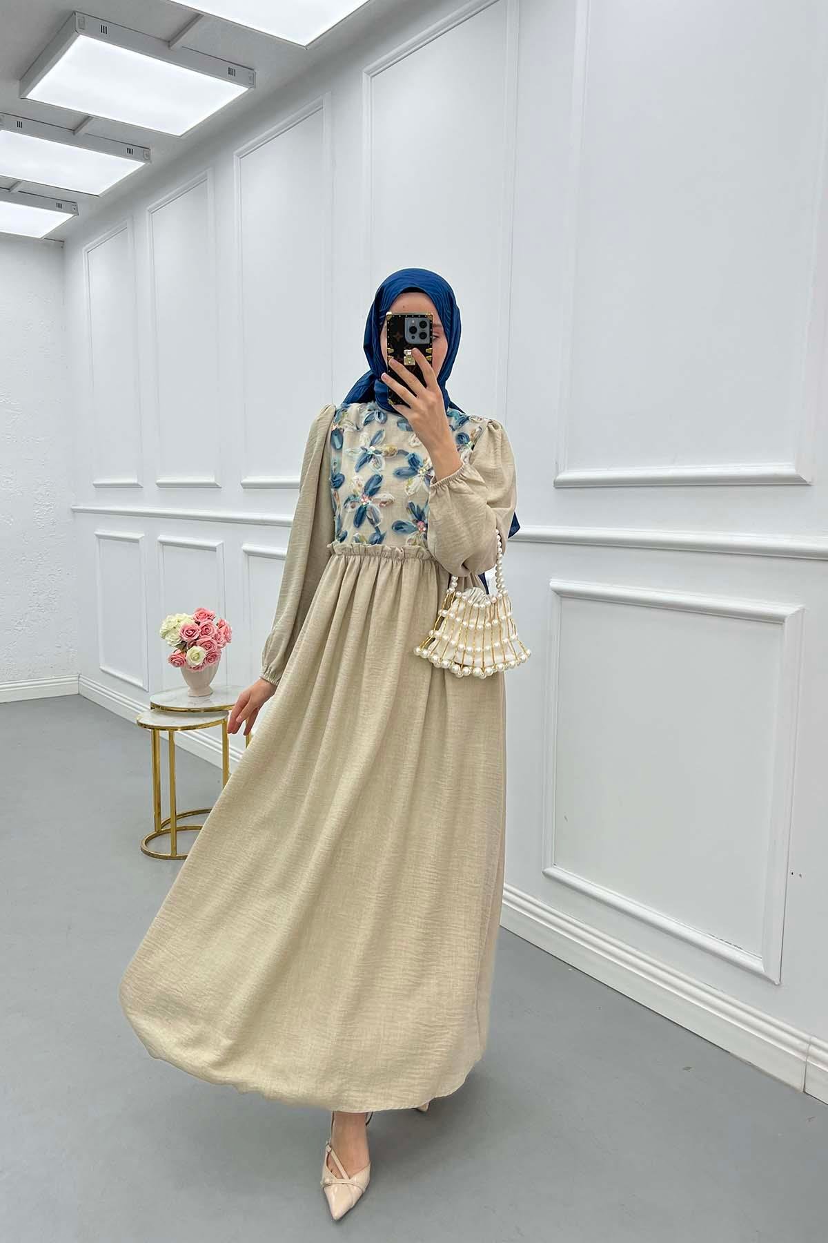 Sare Fashion Tulle Flower Dress Stone