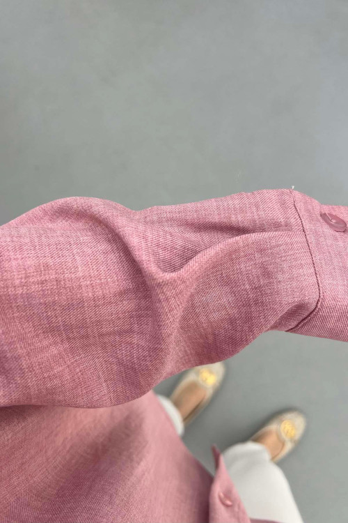 Sare Fashion Tulle Floral Linen Shirt Dusty Rose