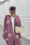Sare Fashion Tulle Floral Kimono Three Piece Set Dusty Rose