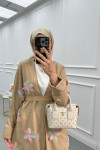 Sare Fashion Tulle Floral Kimono Three Piece Set Milk Coffee