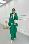 Sare Fashion Tulle Floral Kimono Three Piece Set Green