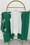 Sare Fashion Tulle Floral Kimono Three Piece Set Green