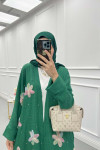 Sare Fashion Tulle Floral Kimono Three Piece Set Green